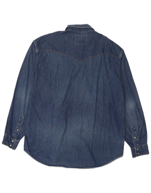 Wrangler Herren Jeanshemd XL, blaue Baumwolle
