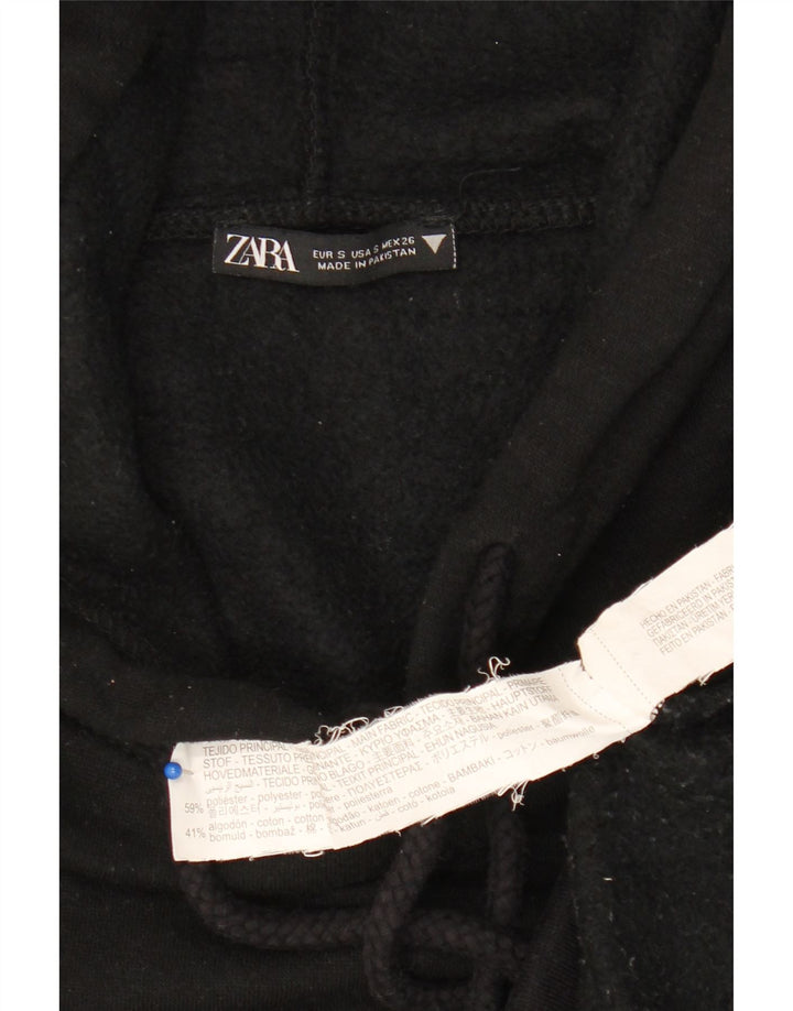 Zara Damen Übergroßer Kapuzenpullover UK 10 Small Schwarz Polyester