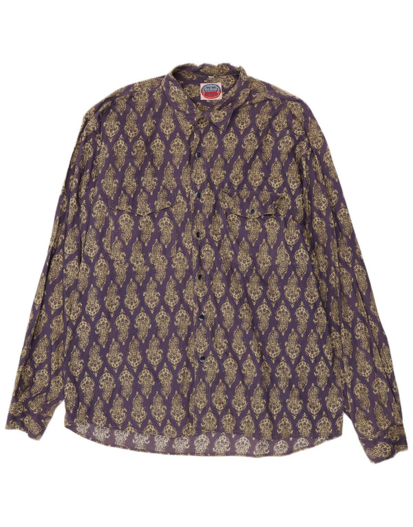 Vintage Herrenhemd 2XL Lila Paisley Baumwolle
