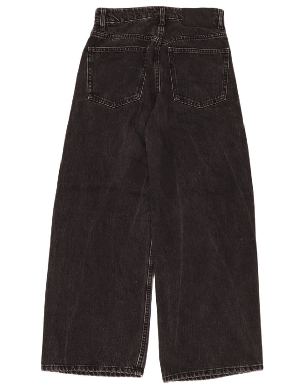 Zara Damen-Jeans mit hoher Taille und weitem Bein, EU 36, XS, B26, L26, schwarze Baumwolle