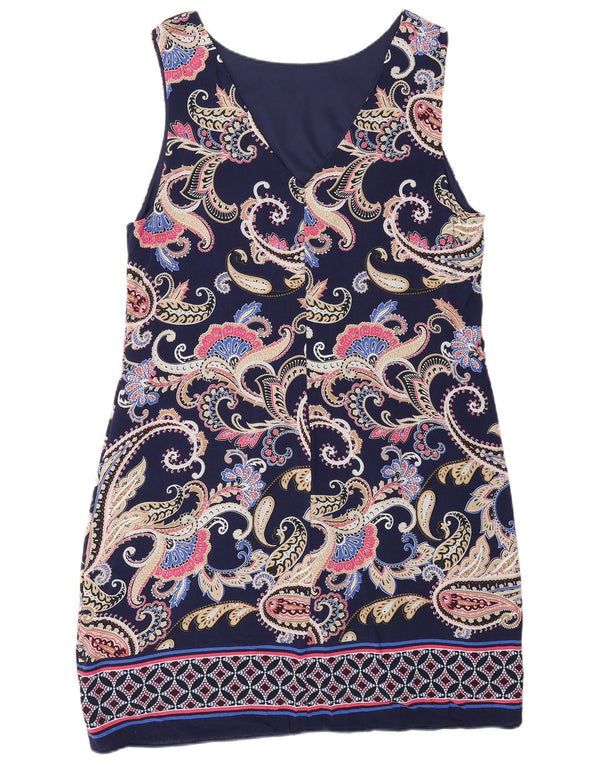 Wallis Damen Ärmelloses Etuikleid UK 14 Mittelmarineblau Paisley