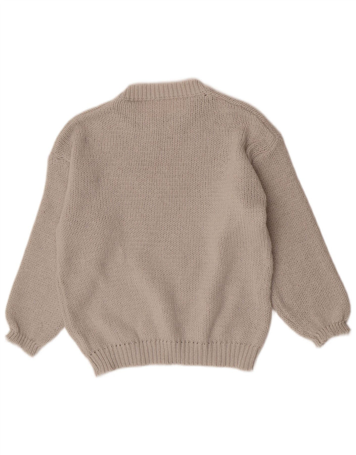 Vintage Damen Pullover mit Rundhalsausschnitt, UK 16, Größe L, grau, Polyester