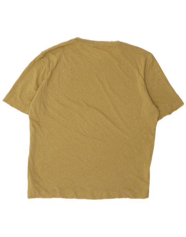 Massimo Dutti Damen T-Shirt Top UK 20 2XL Gelbes Leinen