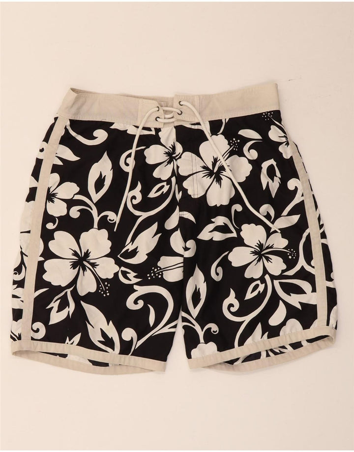 Sundek Herren-Badeshorts, mittelgroß, schwarz, geblümt