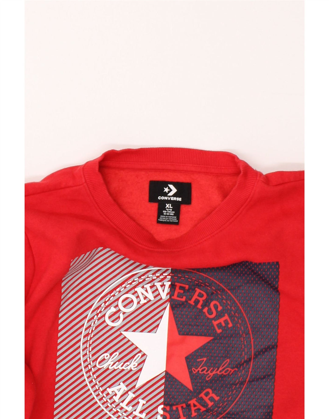CONVERSE Boys Graphic Sweatshirt Jumper 13-14 Years XL Red Cotton Vintage Converse and Second-Hand Converse from Messina Hembry 