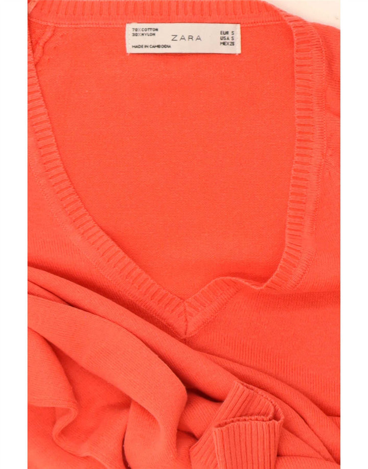 Zara Damen-Pullover mit V-Ausschnitt, Gr. 10, Größe S, Rot