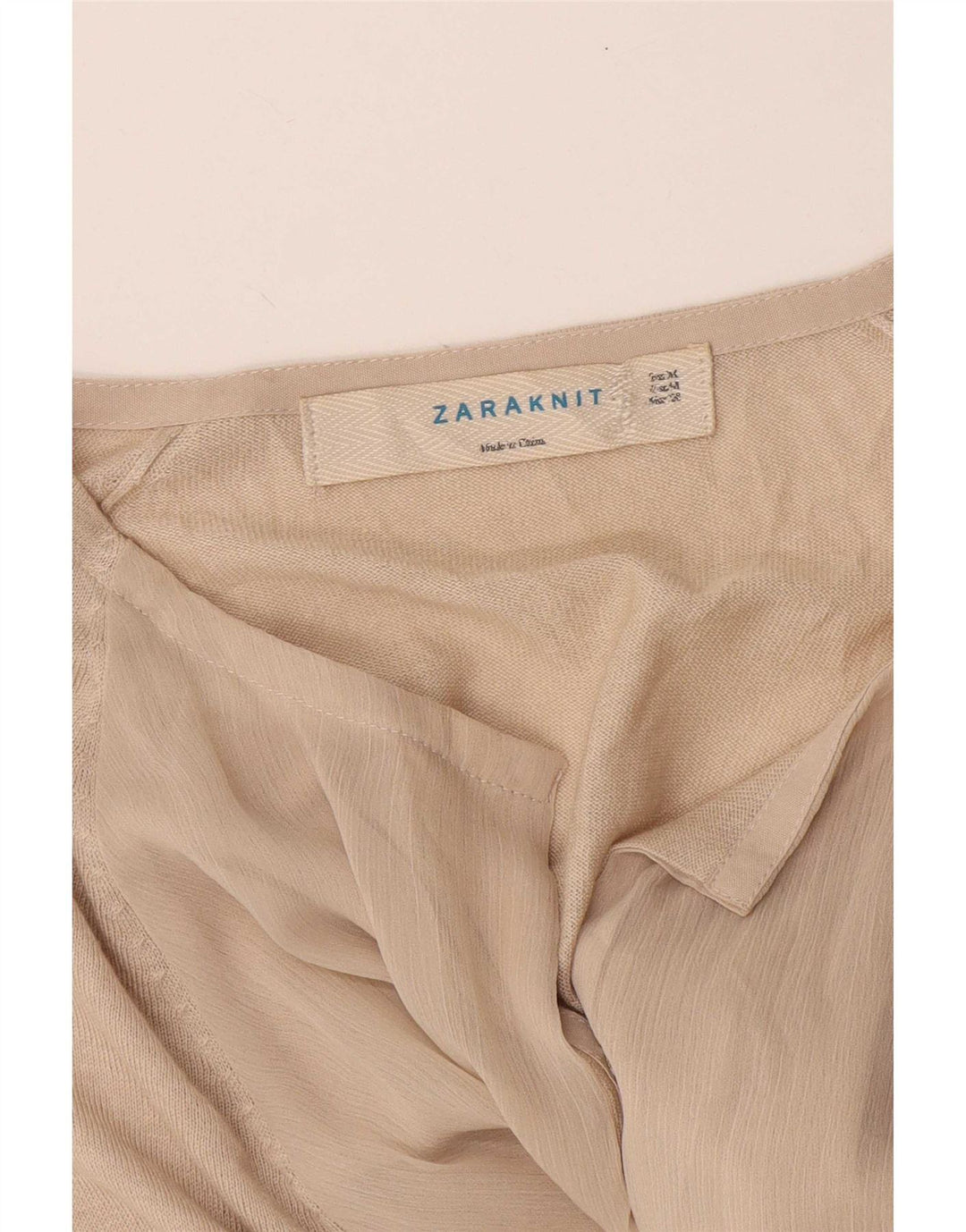 Zara Damen Langarm-Cardigan-Oberteil UK 12 Mittelbeige