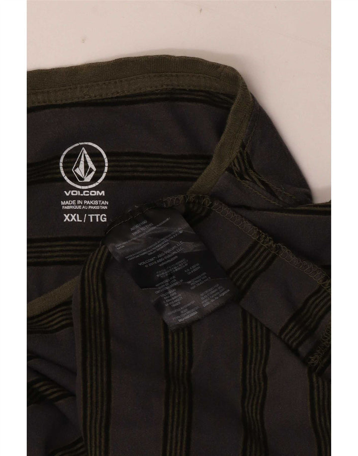 Volcom Herren-Top, langärmelig, 2XL, grau gestreift, Baumwolle
