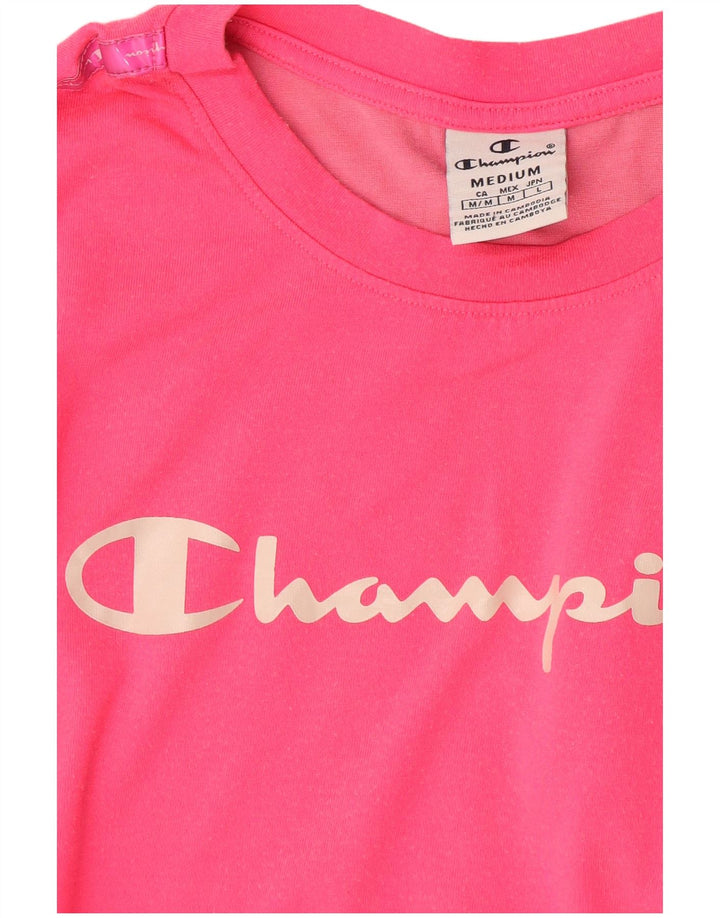 Champion Damen Grafik-T-Shirt-Oberteil UK 14 Mittelrosa