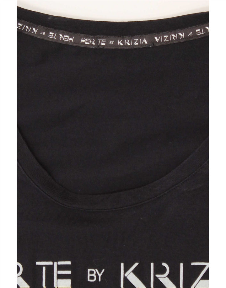 Perte by Krizia Damen-T-Shirt mit regulärer Grafik, Größe UK 12, mittelblau