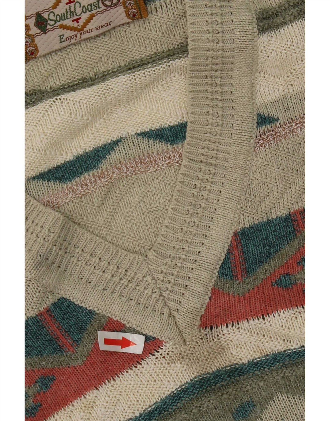 South Coast Herren-Pullover mit normaler Passform, groß, beige, geometrisch, Retro