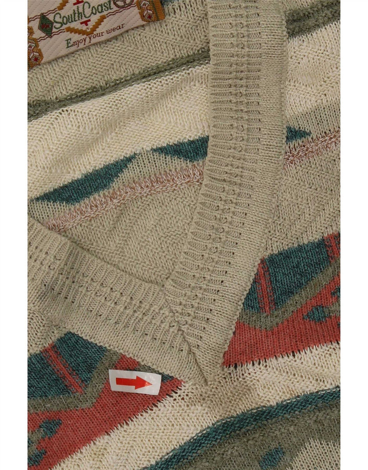 South Coast Herren-Pullover mit normaler Passform, groß, beige, geometrisch, Retro
