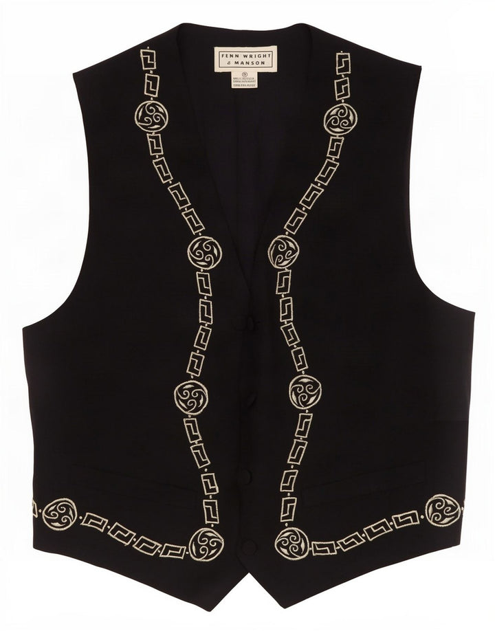 Fenn Wright Manson Damen Weste UK 10 Small Schwarze geometrische Seide