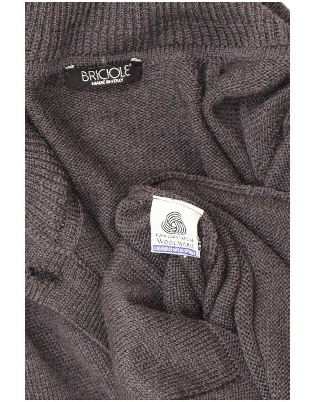Langer Damen-Cardigan-Pullover UK 14 Mittelgraue Schurwolle