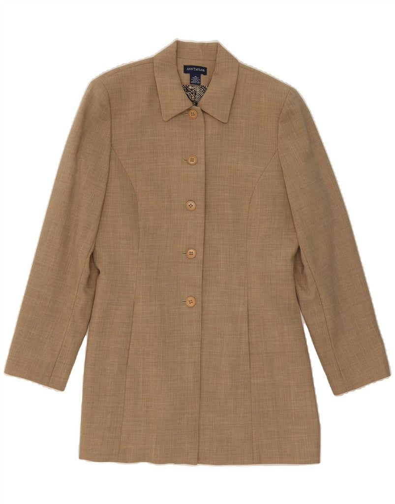 ANN TAYLOR Womens 5 Button Longline Blazer Jacket Size 14 Medium Beige Vintage Ann Taylor and Second-Hand Ann Taylor from Messina Hembry 