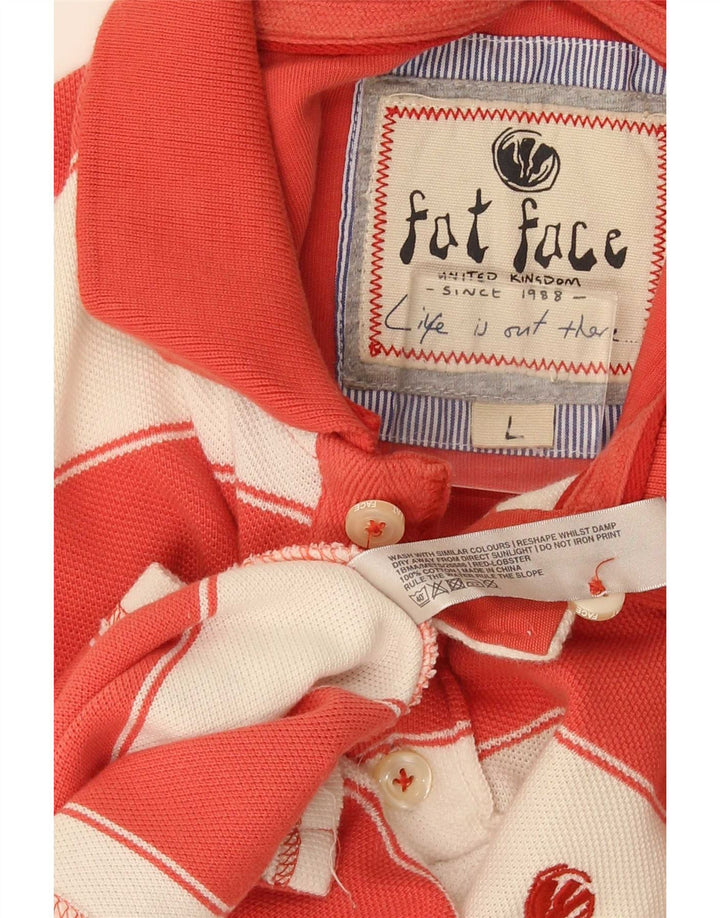 Fat Face Herren-Poloshirt, groß, rot gestreift, Baumwolle