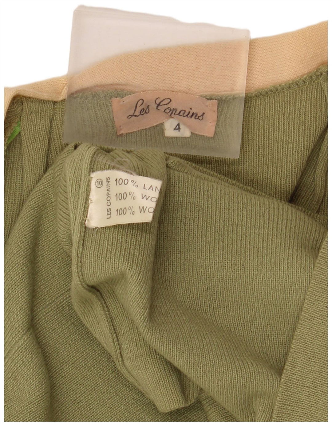 LES COPAINS Damen Strickjacke Pullover UK 4 XS Khaki Wolle