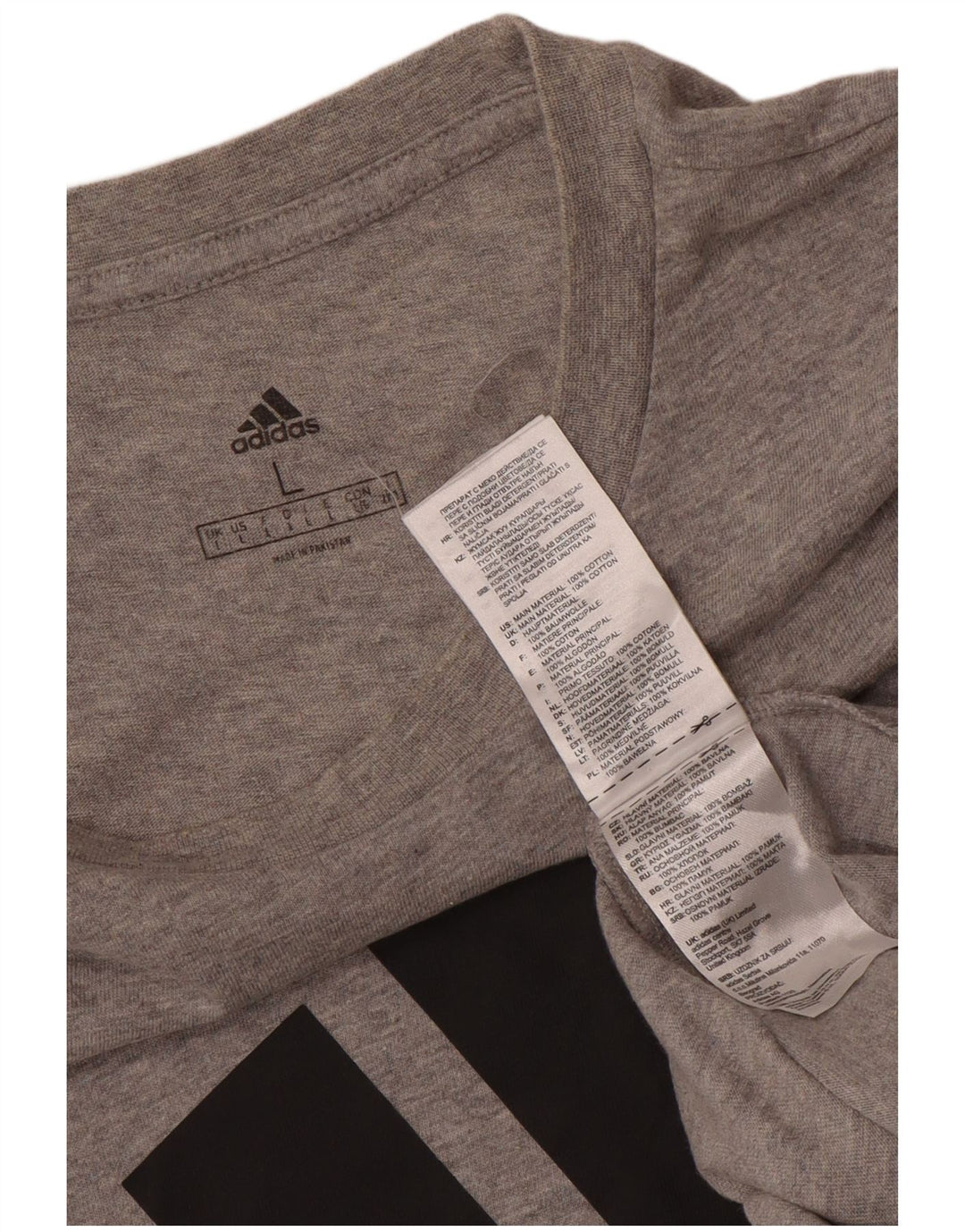 ADIDAS Herren Grafik T-Shirt Top Große graue Baumwolle