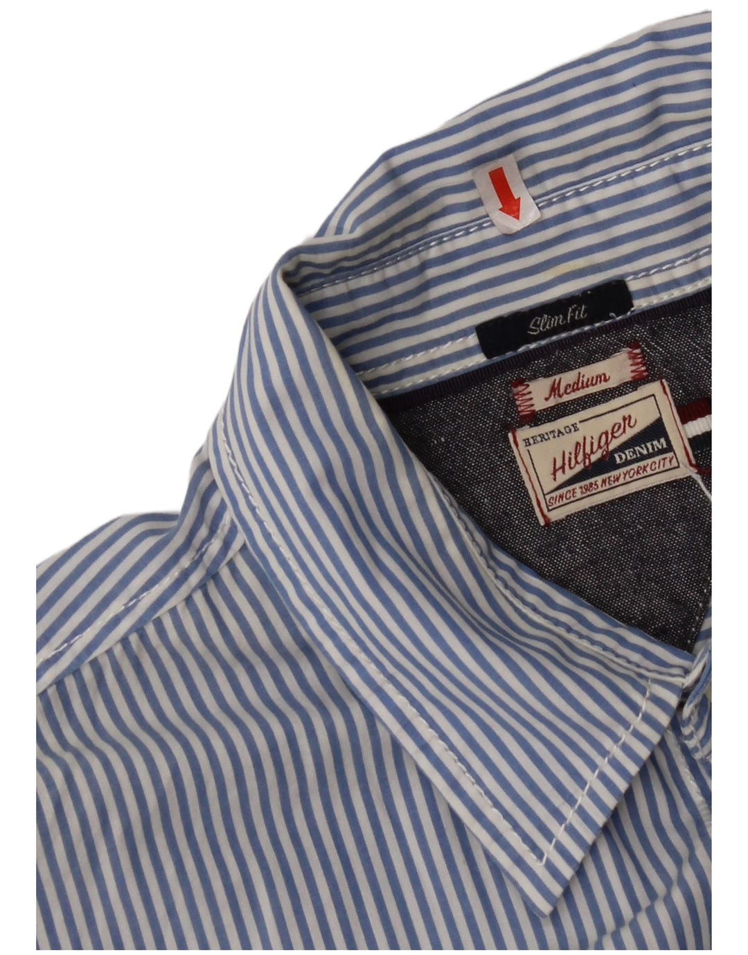 TOMMY HILFIGER Herren Slim Fit Hemd mittelblau gestreift aus Baumwolle