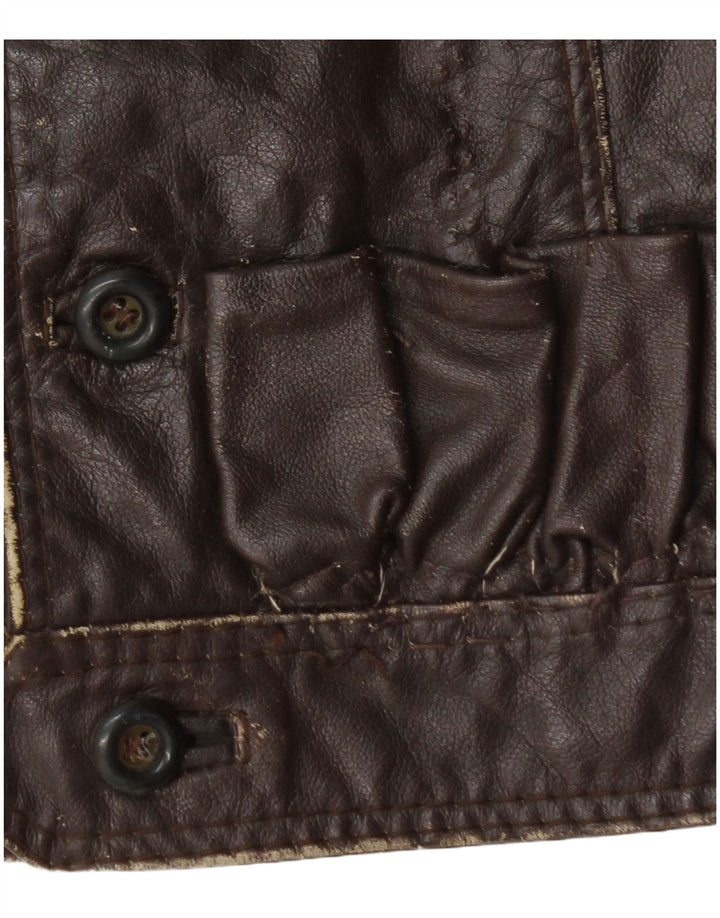 Vintage Herren Lederweste UK 36 Klein Braun