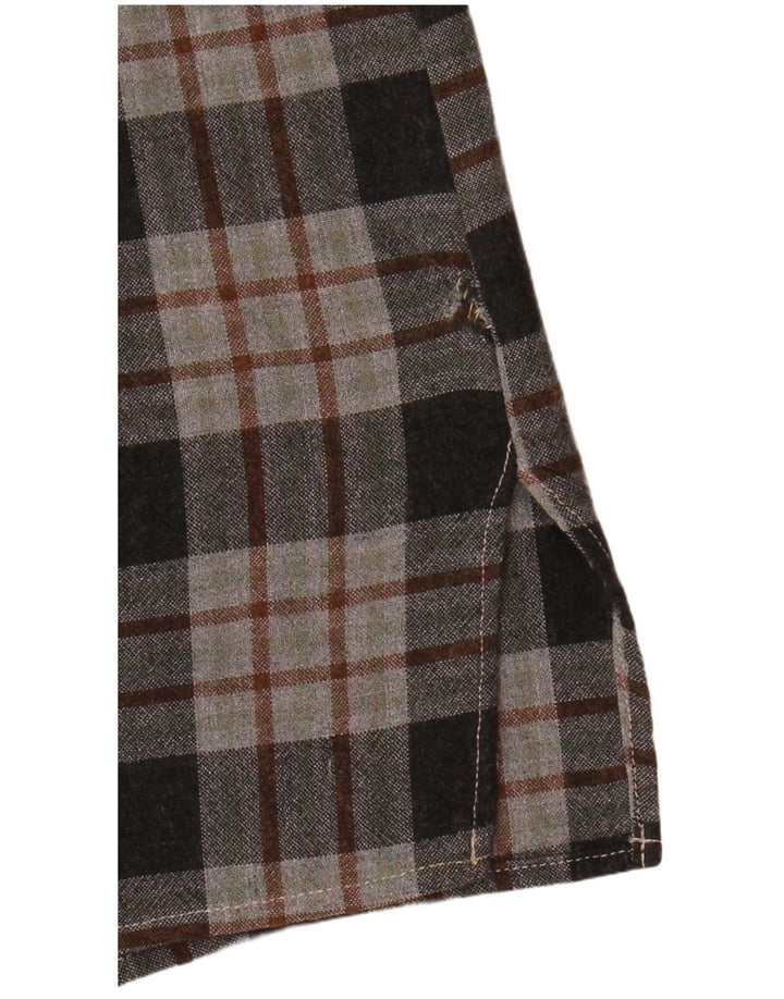 Benetton Damen Flanellhemd UK 12 Mittelgrau karierte Viskose