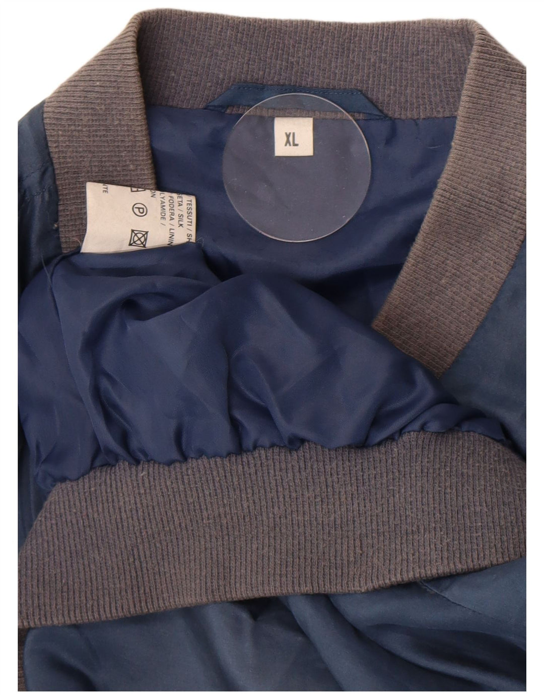 Vintage Herren Bomberjacke UK 42 XL Blaue Seide