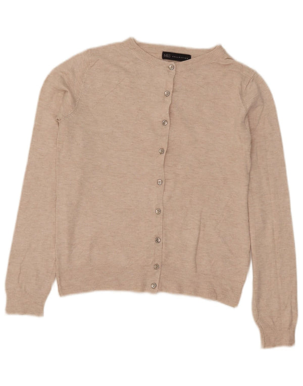Marks & Spencer Damen Crop Cardigan Pullover UK 10 Small Beige Viskose