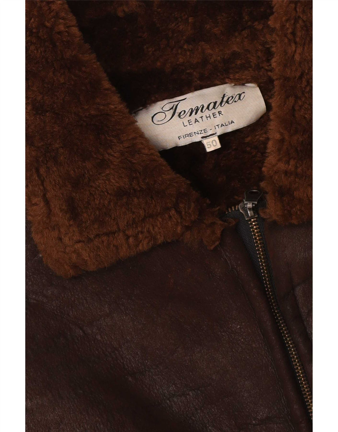 Vintage Herren Shearling Jacke IT 50 Großes braunes Leder