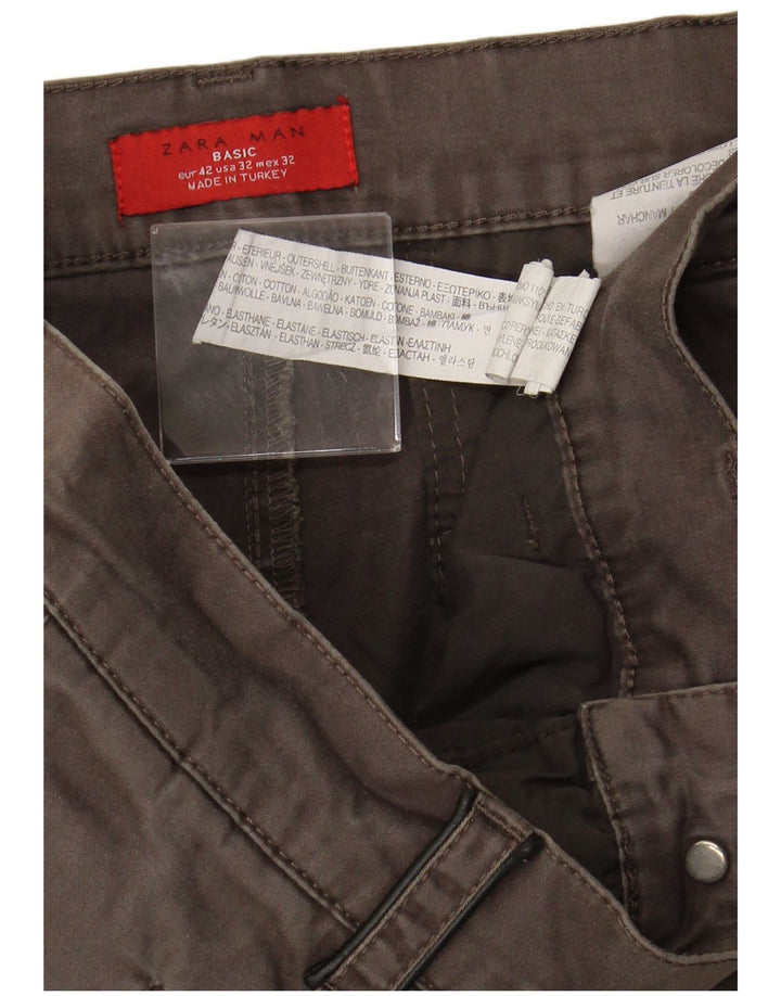 ZARA Slim Chino-Hose für Herren, EU 42, Größe L, W32, L33, Braun, Baumwolle