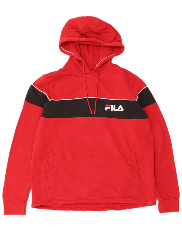 Fila Herren Graphic Hoodie Pullover XS Rot Colourblock Baumwolle