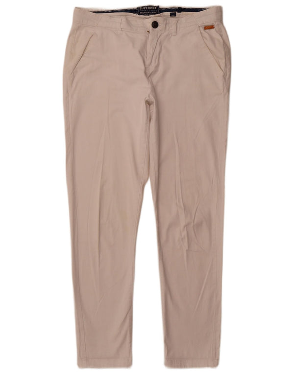 SUPERDRY Slim Chino-Hose für Damen, UK 12, M, W32, L29, weiße Baumwolle
