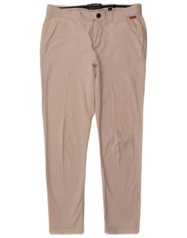 SUPERDRY Slim Chino-Hose für Damen, UK 12, M, W32, L29, weiße Baumwolle