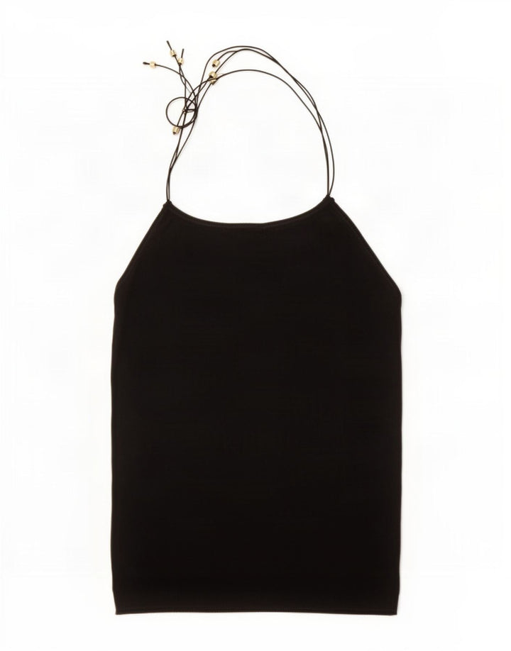Massimo Dutti Damen Strick-Neckholder-Top UK 12 Medium Schwarz