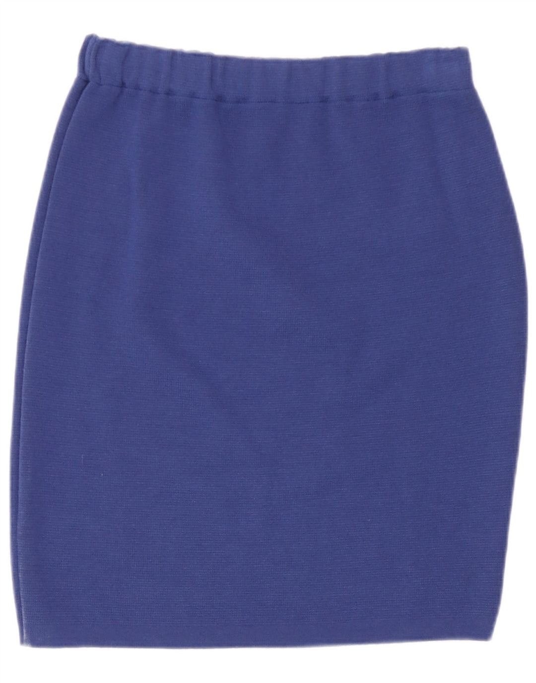 Vintage Damen Strick-Bleistiftrock Groß W32 Blaue Schurwolle
