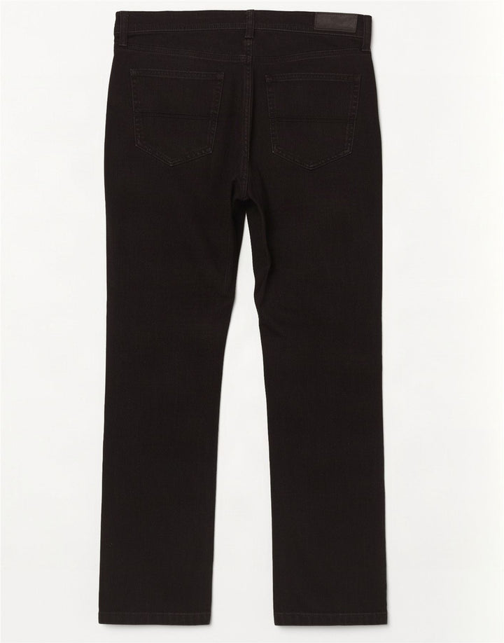 Marks & Spencer Herren Regular Straight Jeans W36 L31 Schwarze Baumwolle