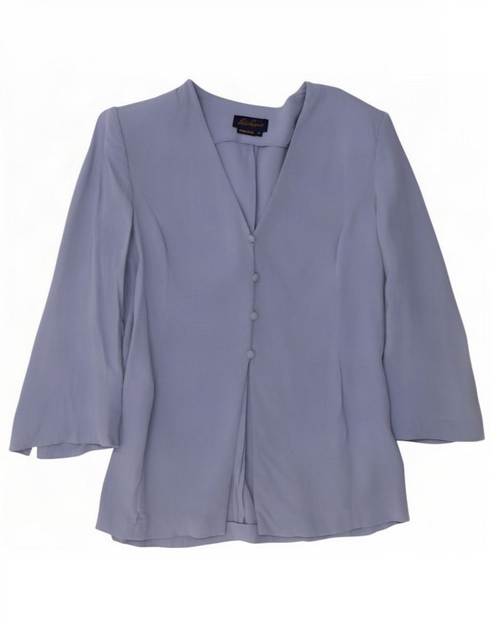 Luisa Spagnoli Damen Strickjacke Top UK 14 Mittelblaue Seide