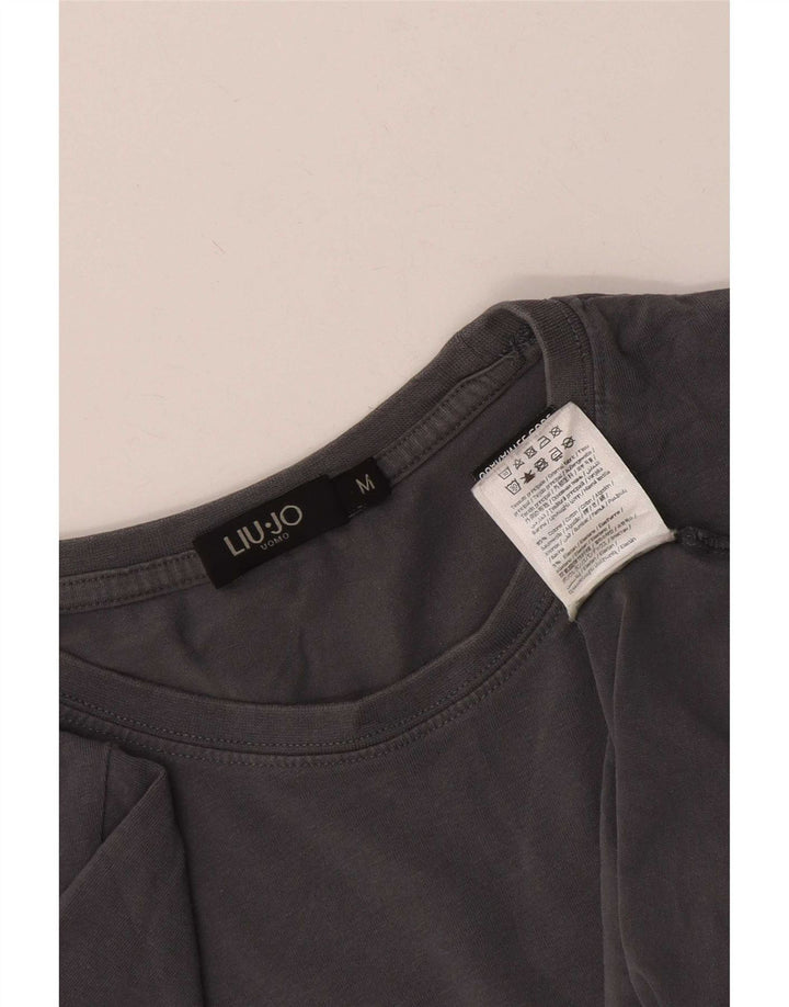 Liu Jo Herren-T-Shirt-Oberteil aus mittelgrauer Baumwolle