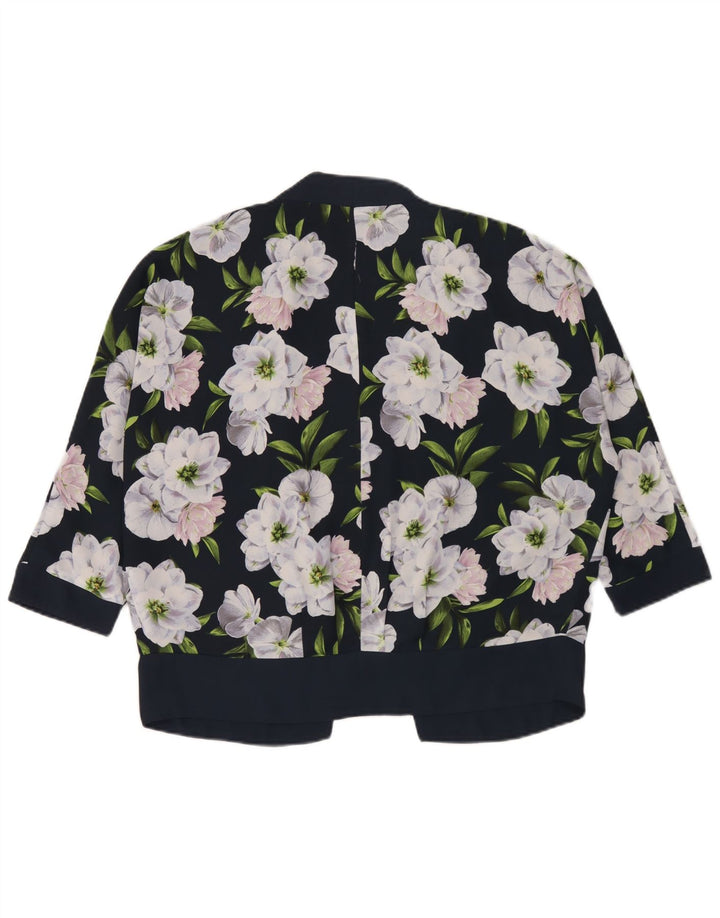 Oasis Damen-Strickjacke in Übergröße, Gr. 40, mittelgroß, Marineblau mit Blumenmuster