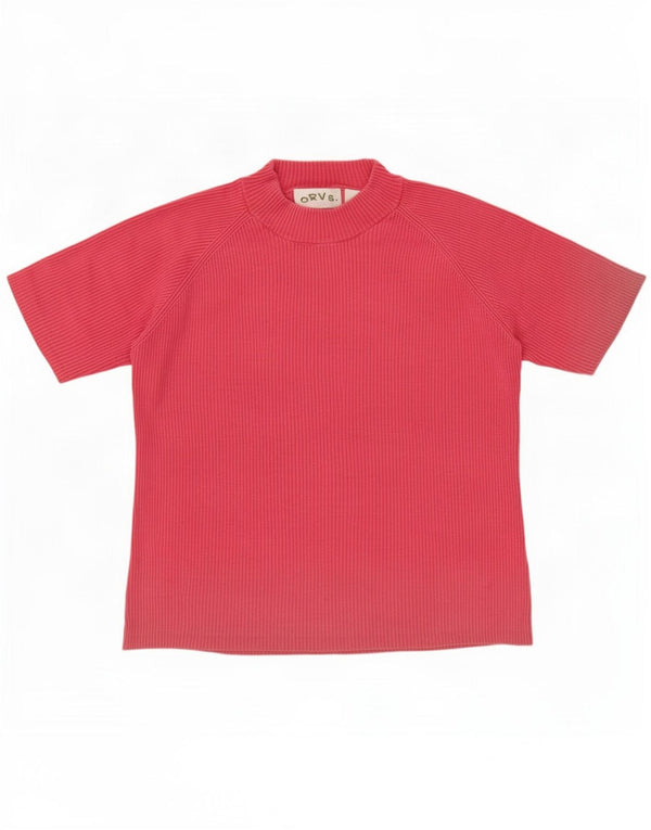 Orvis Damen T-Shirt Top UK 14 Mittelrote Seide