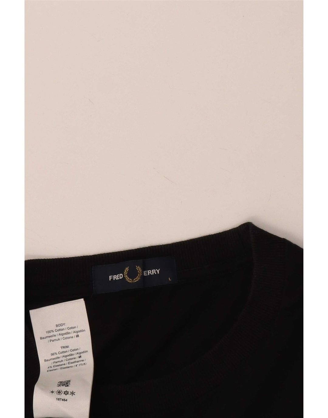 Fred Perry Herren T-Shirt Top Large Schwarz Baumwolle