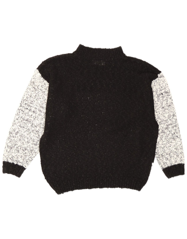Vintage Damen Rollkragenpullover Pullover UK 16/18 Large Black Colourblock