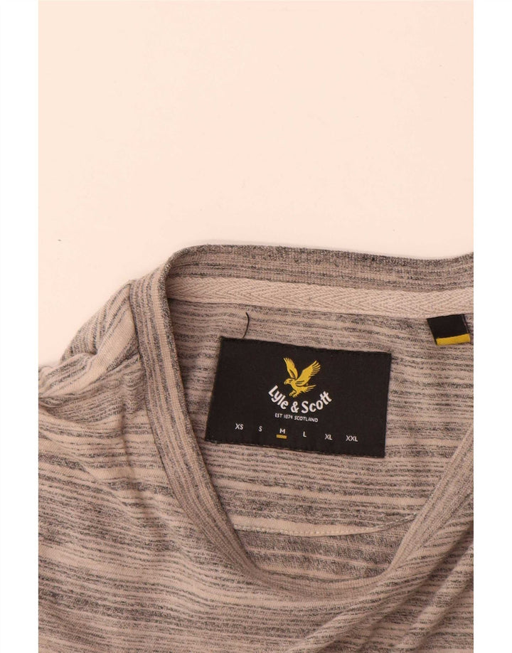Lyle & Scott Herren T-Shirt-Oberteil aus mittelgrauer Nadelstreifen-Baumwolle