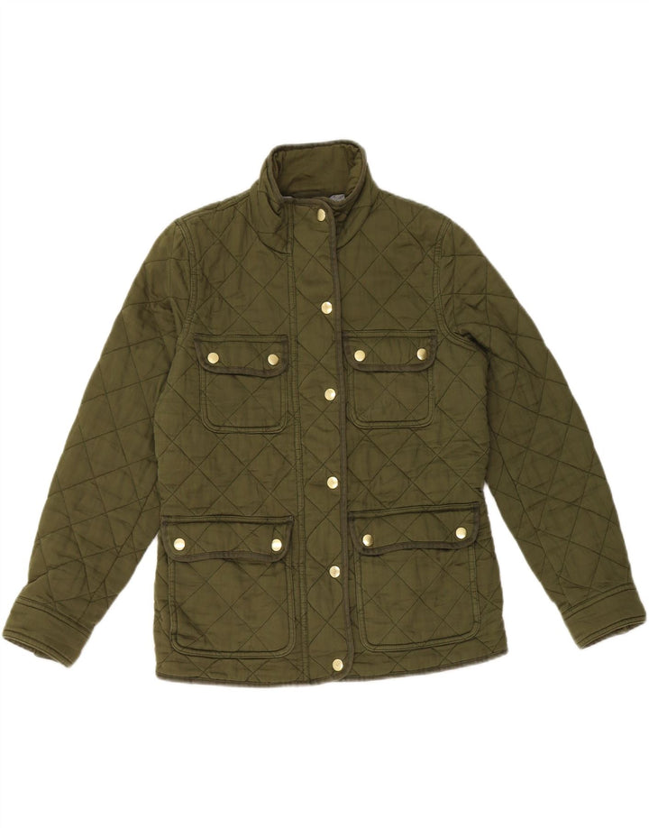 J. CREW Damen Steppjacke UK 10 Small Khaki Baumwolle