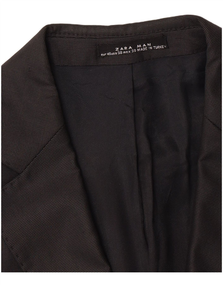 Zara Herren 2-Knopf-Blazerjacke EU 48 Mittelschwarz