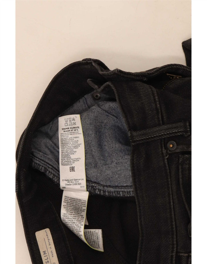 Marks & Spencer Damen Slim Jeans W30 L29 Schwarze Baumwolle