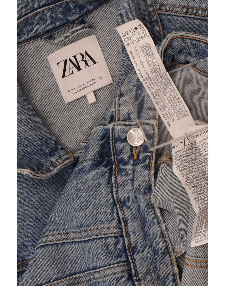 Zara Damen Jeansjacke UK 14 Große blaue Baumwolle