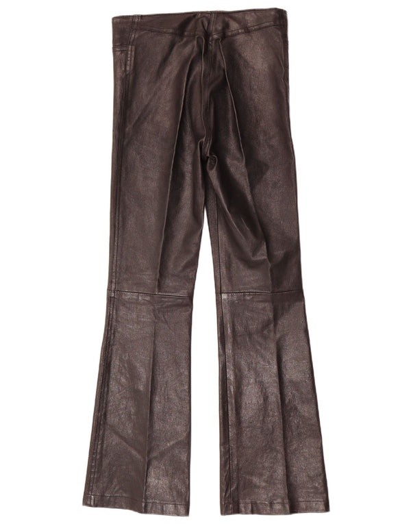 Vintage Damen Flare Lederhose W28 L30 Schwarz