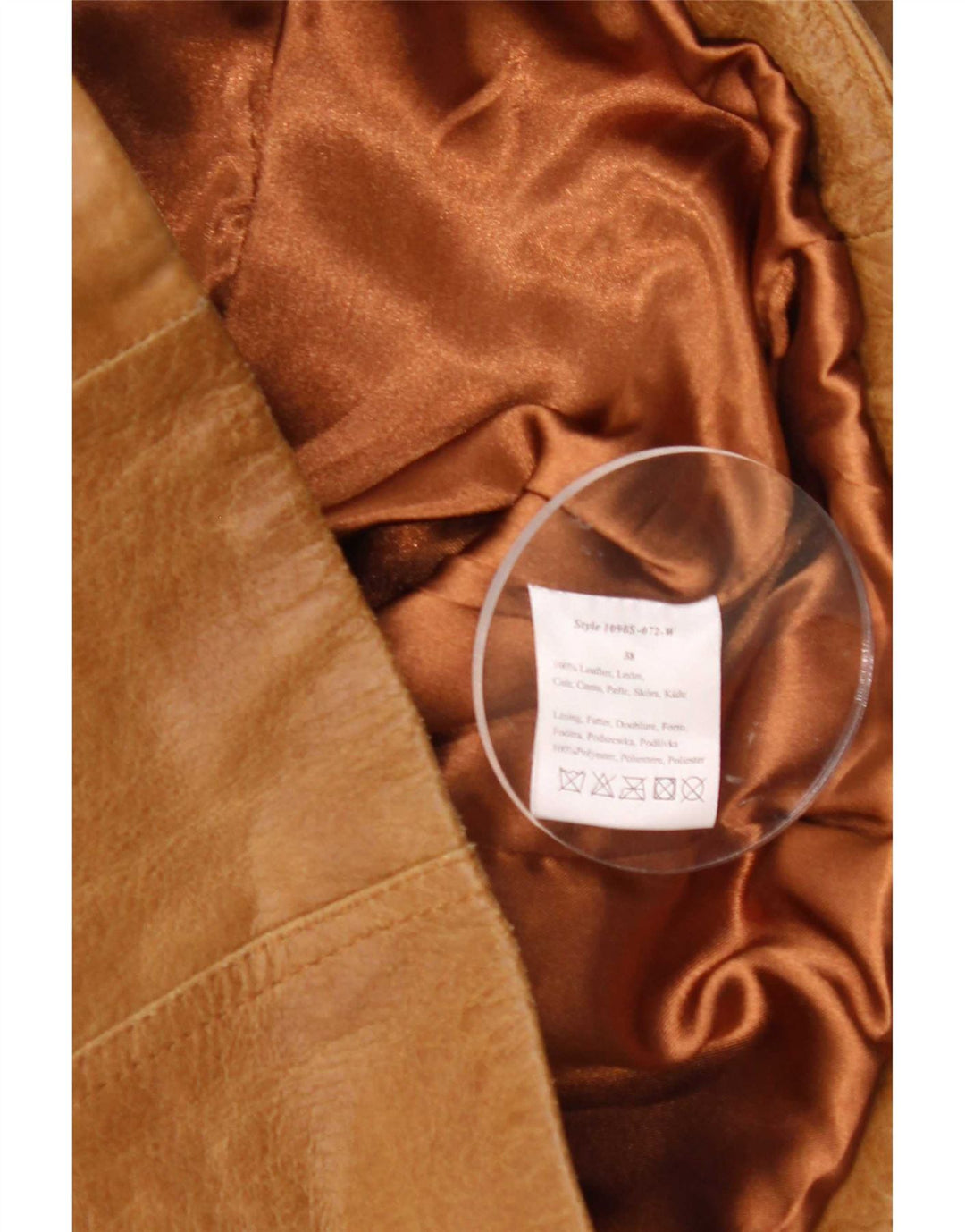 Blend Damen-Blazerjacke aus Leder mit 3 Knöpfen, EU 38, Mittelbraun