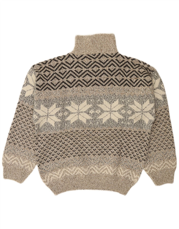 C&A Herren Canda Pullover mit Reißverschluss am Hals, Mittelbeige, Fair-Isle-Acryl