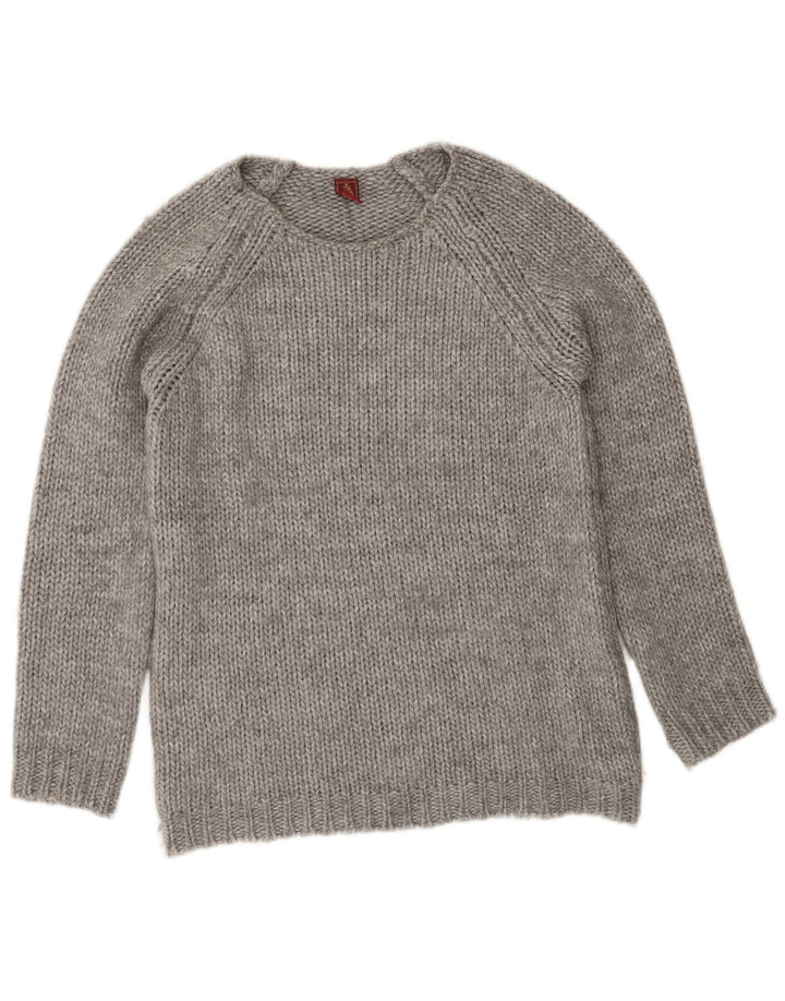 Dondup Damen-Pullover mit U-Boot-Ausschnitt, UK 14, mittelgraue Wolle
